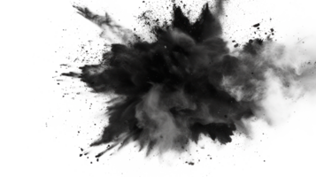 Black smoke explosion effect on a transparent background suitable for design. png
