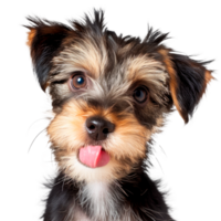 A cute and playful Yorkshire terrier puppy with a happy expression png