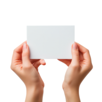 Hands holding a blank white card for customizable messages or designs png