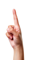mano señalando hacia arriba con índice dedo elevado en un gesto. png