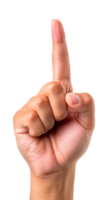 A hand with an index finger raised pointing upwards indicating direction or emphasis png