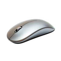 A sleek silver computer mouse designed for modern technology use. png
