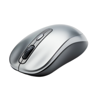 A sleek silver computer mouse on a transparent background. png