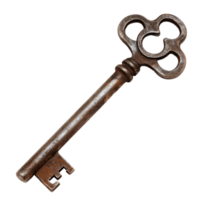 vintage metal chave com ornamentado Projeto em uma transparente fundo png