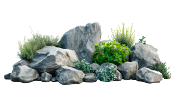 A collection of rocks and plants in a natural outdoor setting png