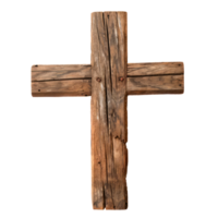 Wooden cross isolated on transparent background for religious and spiritual themes png