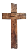 Rustic wooden cross isolated on a transparent background for religious themes png