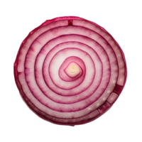 Sliced red onion showing concentric rings on a transparent background png