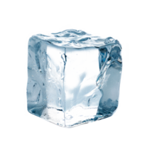Single clear ice cube with water droplets on a transparent background png