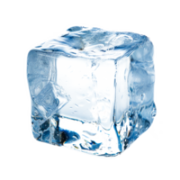 A clear ice cube isolated on a transparent background. png