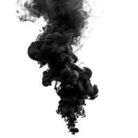 Black smoke swirling and flowing on a transparent background for artistic use. png