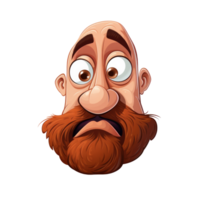 A cartoon character with a surprised expression and a large red beard. png