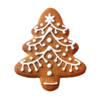 Decorative gingerbread cookie shaped like a Christmas tree with icing png