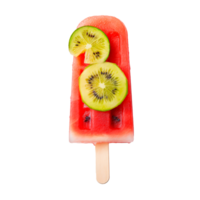Colorful fruit popsicle with kiwi and watermelon on a stick png