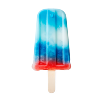Colorful frozen popsicle with red white and blue layers on a stick png