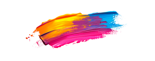 Colorful paint brushstroke with vibrant hues on a transparent background png