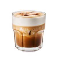 Iced latte in a glass with layers of coffee and milk png