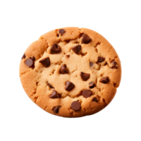Chocolate chip cookie isolated on a transparent background for dessert visuals png