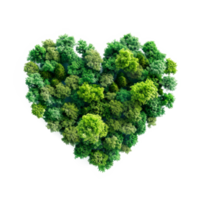 Heart shaped forest symbolizing love for nature and the environment png