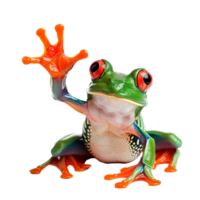 A colorful tree frog waving its hand in a playful gesture png