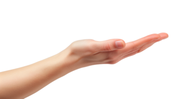 An open hand gesture suggesting offering or support on a transparent background. png