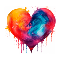 Colorful abstract heart design with vibrant swirls and artistic expression png