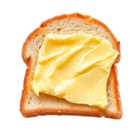 Slice of bread topped with creamy butter spread isolated on white background png