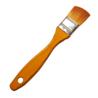 A paintbrush with a wooden handle and synthetic bristles for artistic use png