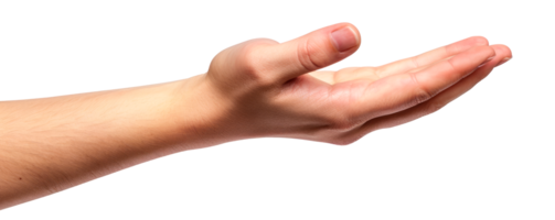 Open hand gesture showing palm for communication or presentation purposes png