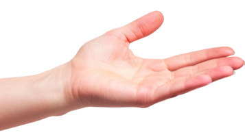 Open hand gesture isolated on a transparent background for various uses png