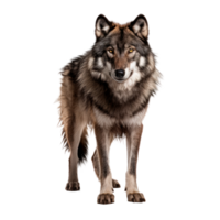 Realistic depiction of a wolf in a natural stance on a transparent background. png