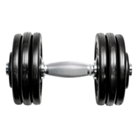 Black dumbbell with silver handle isolated on transparent background png