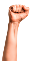 A raised fist symbolizing strength and unity in protest or support png