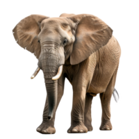 A realistic elephant standing on a transparent background. png