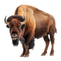 A detailed image of a bison standing on a transparent background png