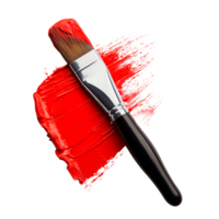 Red paint stroke with a brush isolated on a transparent background png