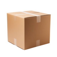 A plain brown cardboard box isolated on a transparent background png