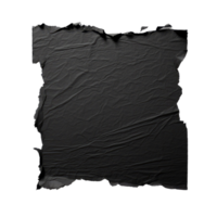 Crumpled black paper texture with a wrinkled surface on a transparent background png