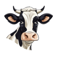 Illustration of a happy cow head with black and white spots png