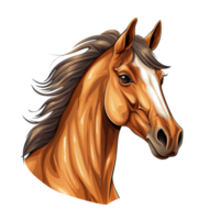 A detailed illustration of a horse head with flowing mane. png