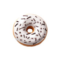 A delicious donut topped with chocolate sprinkles on a white glaze png