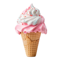 Delicious ice cream cone topped with whipped cream and colorful sprinkles png