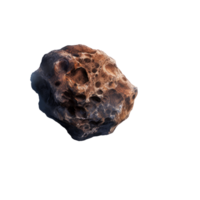 Realistic asteroid with detailed surface textures isolated on transparent background png