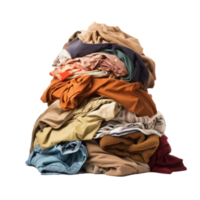 A colorful pile of assorted clothes and textiles in disarray. png
