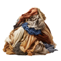 A large pile of assorted fabrics and textiles in various colors. png
