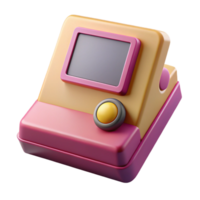 Pink and Yellow 3D Render of a Retro Handheld Device png