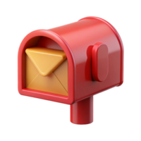 3D Render Red Mailbox with Envelope png