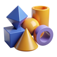 3D Render Geometric Shapes Abstract Background png