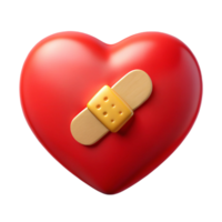 3D Render Red Heart Bandage Illustration png