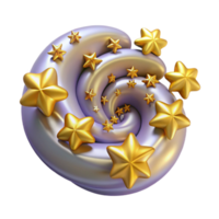 Whimsical 3D Render Golden Stars Spiral png